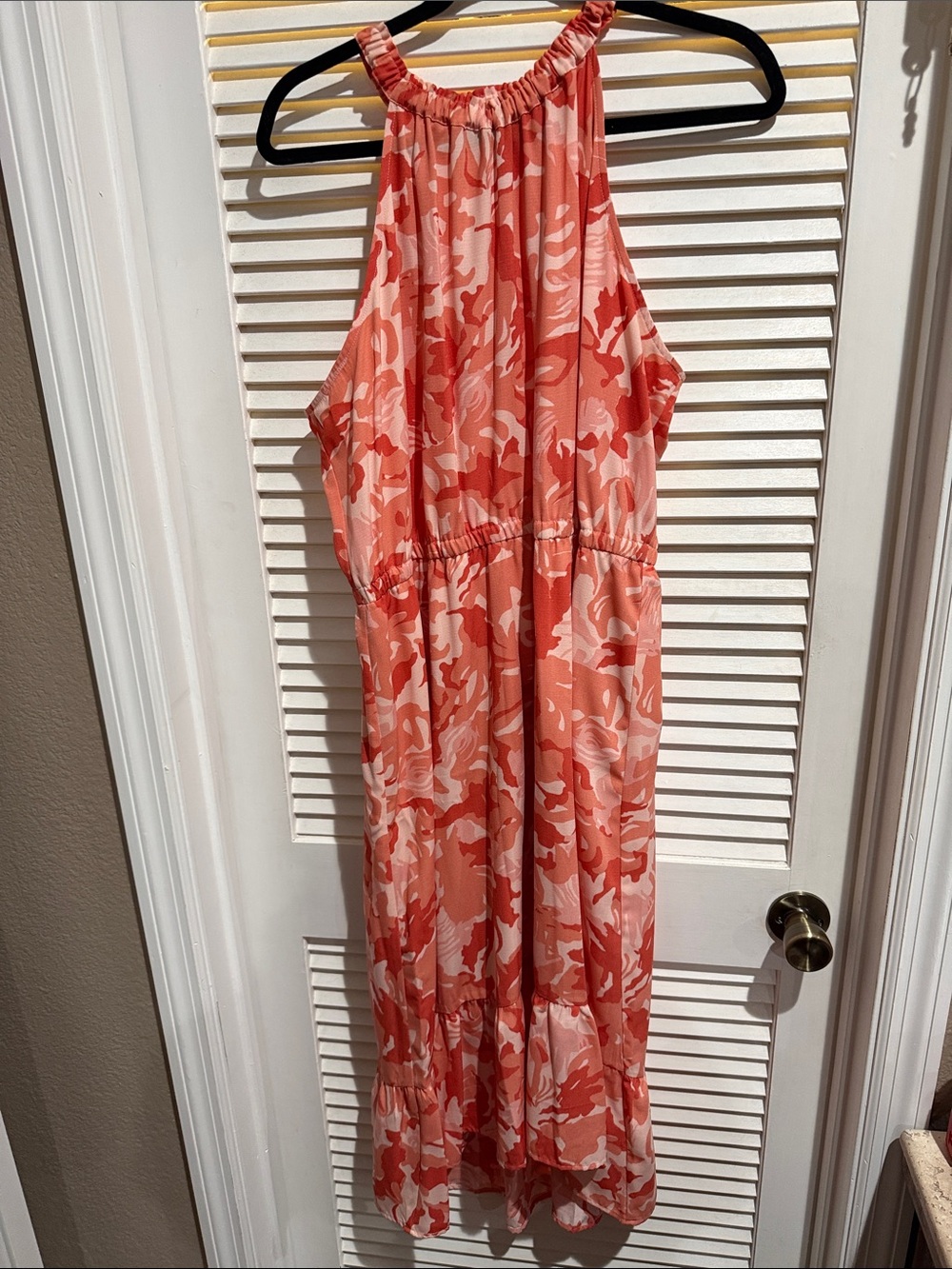 Nine West Coral and Light Pink Printed Maxi Dress